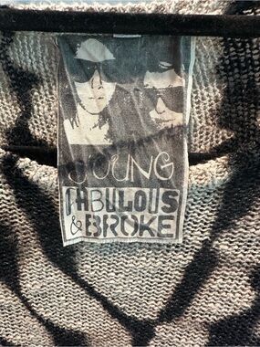 Young Fabulous & Broke Black and Gray Patterned Knit Cardigan